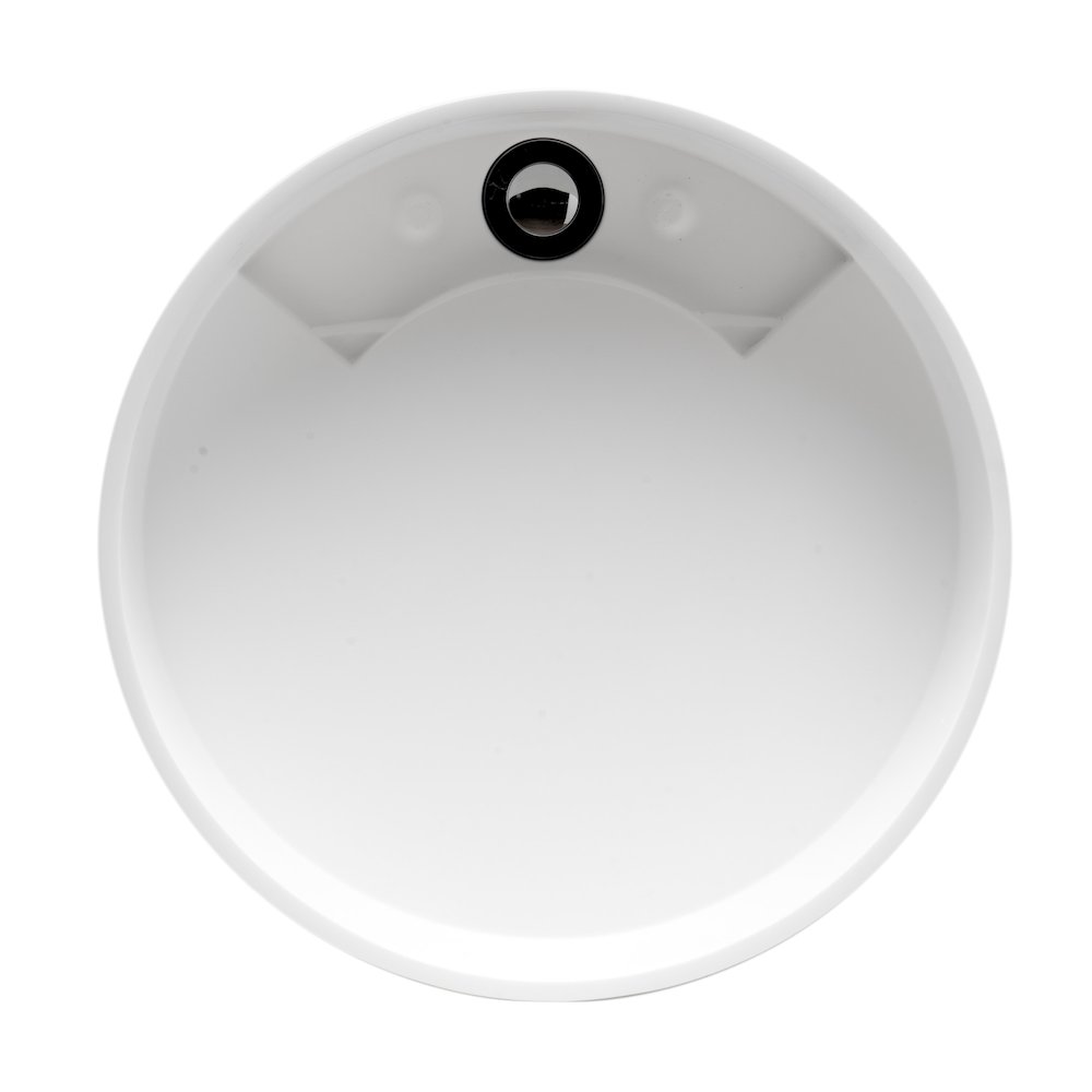 15" Round White Matte Solid Surface Resin Sink. Picture 7