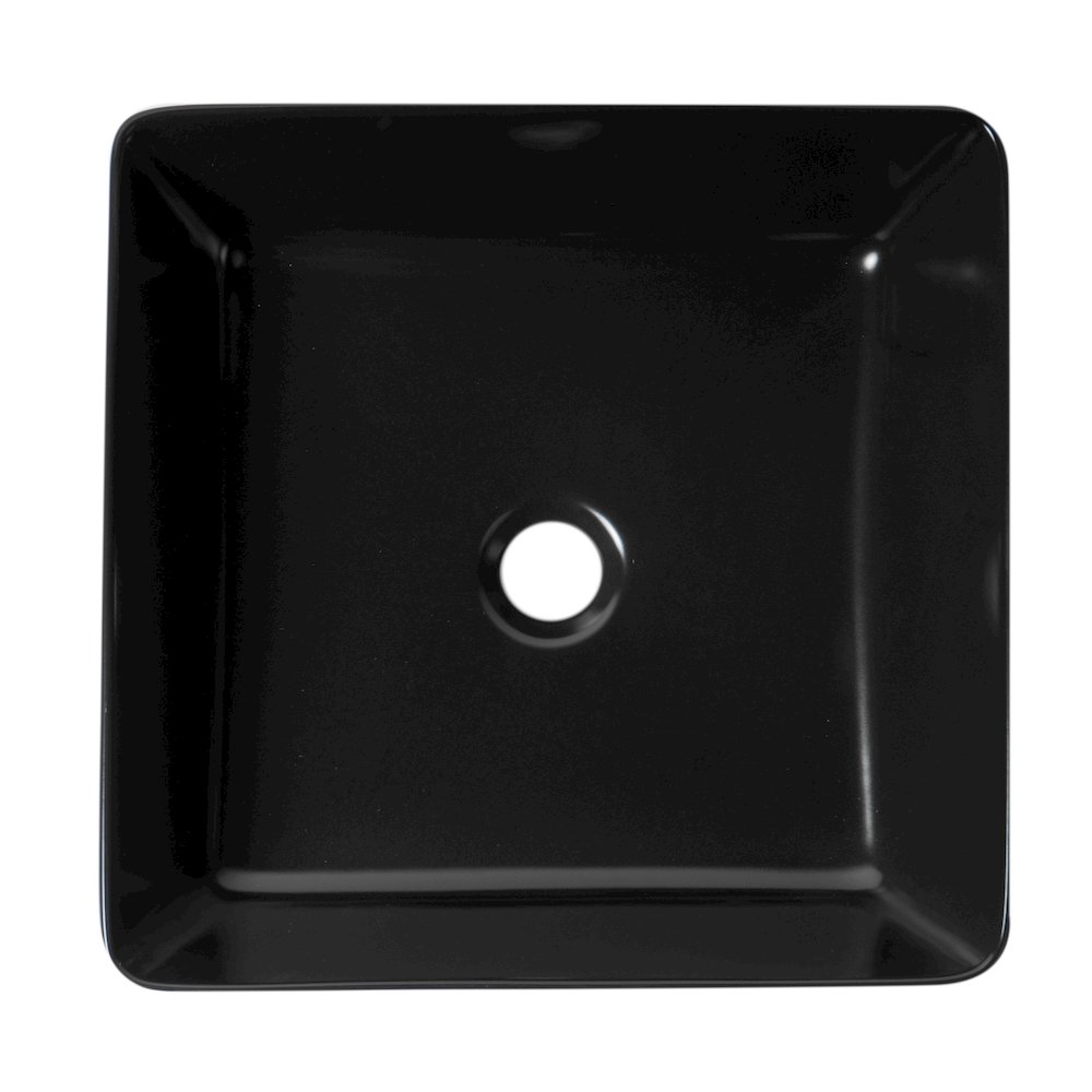 Black Matte 16" Modern Square Above Mount Ceramic Sink. Picture 7