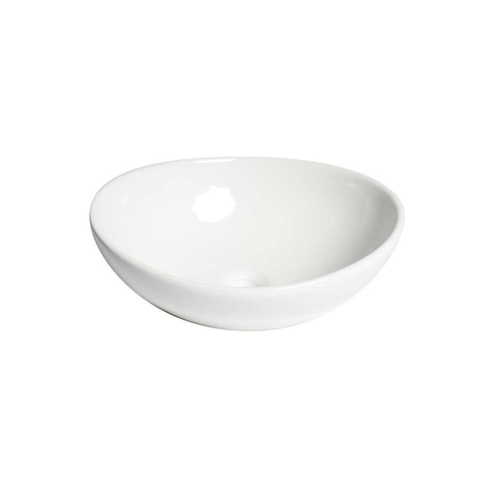 White 16" Egg Shape Above Mount Ceramic Sink. Picture 8