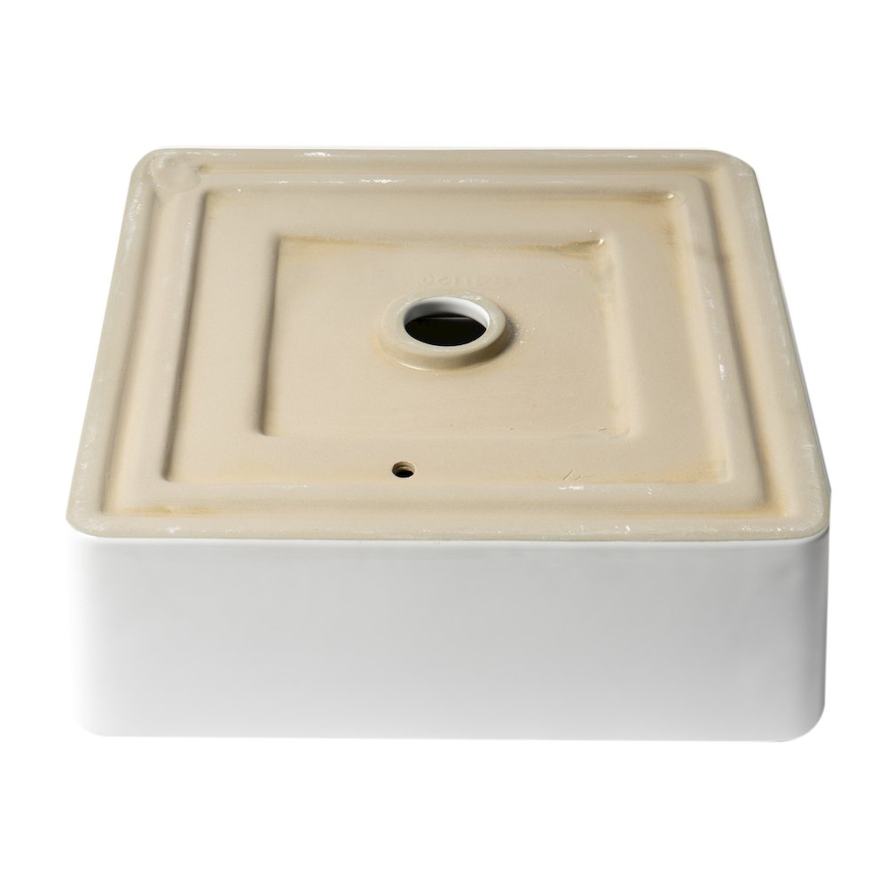 White 16" Modern Square Above Mount Ceramic Sink. Picture 6