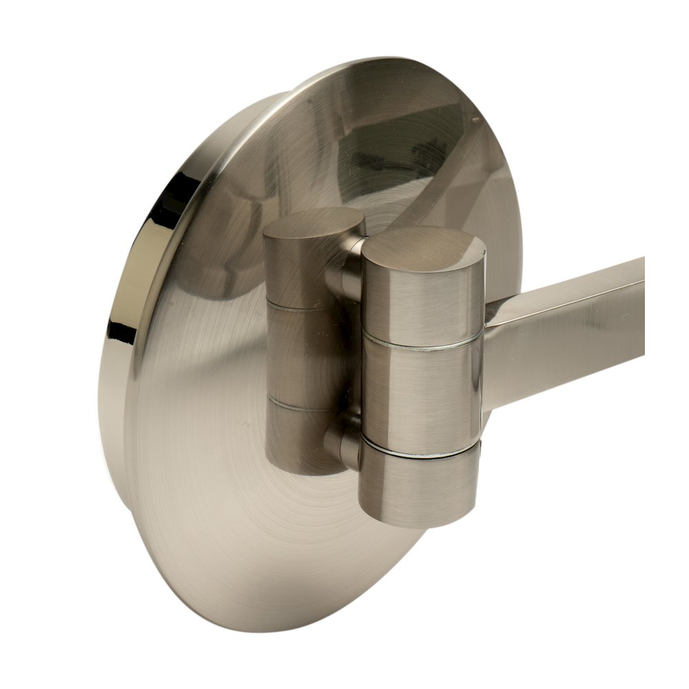 Brushed Nickel Wall Mount Round 9" 5x Magnifying Cosmetic Mirror with Light. Picture 6