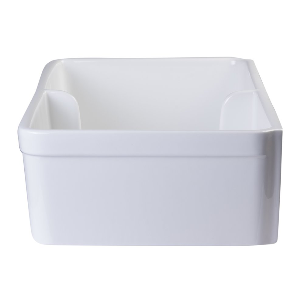 White 32" Short Wall Double Bowl Lip Apron Fireclay Farmhouse Kitchen Sink. Picture 8