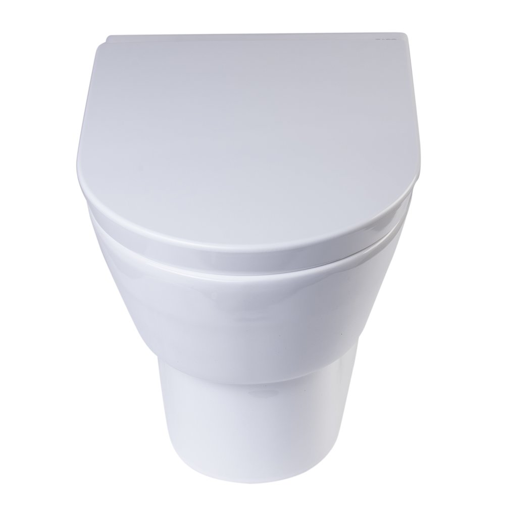 Round Modern Wall Mount Dual Flush Toilet Bowl. Picture 7
