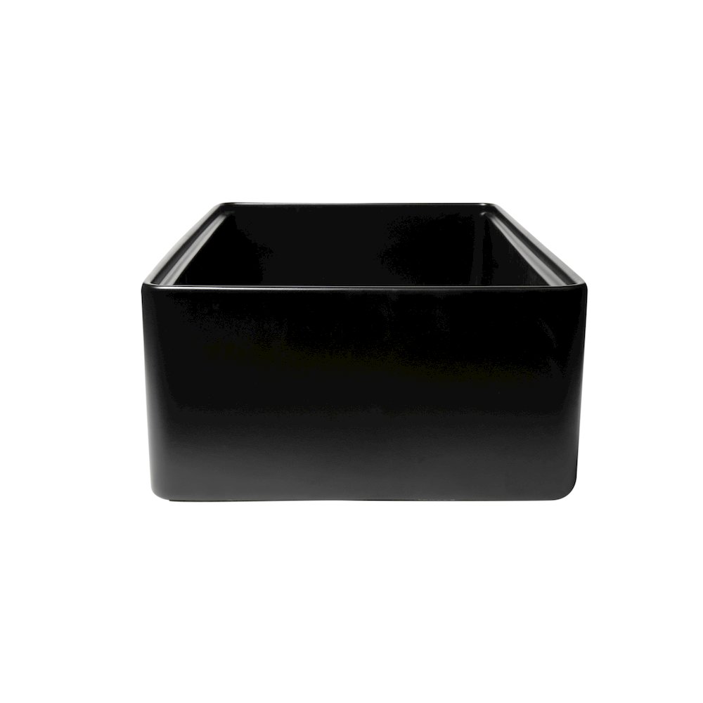 Black Matte Workstation 33" x 20" Single Bowl Step Rim Fireclay Farm Sink. Picture 5