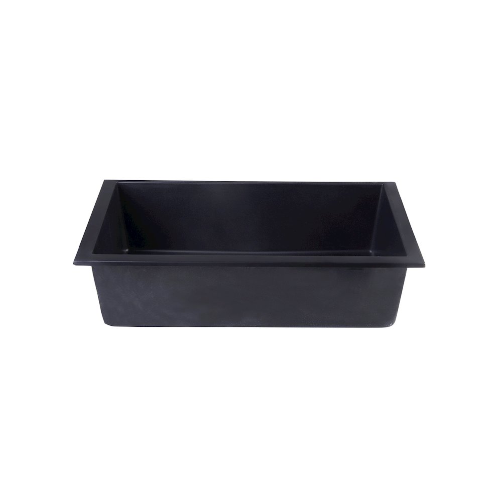 Black 30" Undermount Single Bowl Granite Composite Kitchen Sink. Picture 4