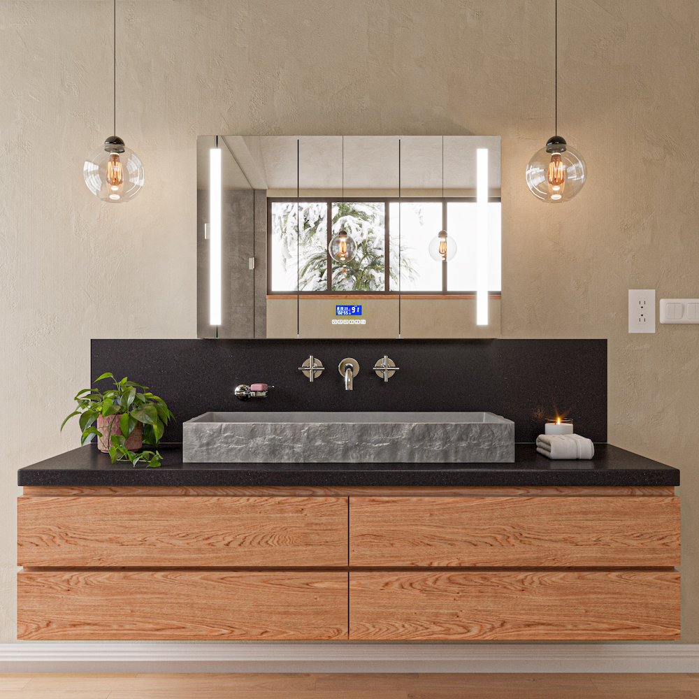 39" Solid Concrete Gray Matte Trough Sink for the Bathroom. Picture 5