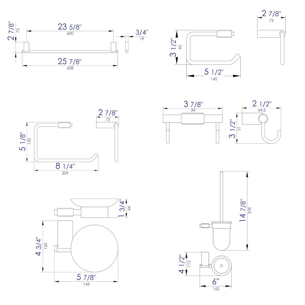Black Matte 6 Piece Bath Accessory Set. Picture 9