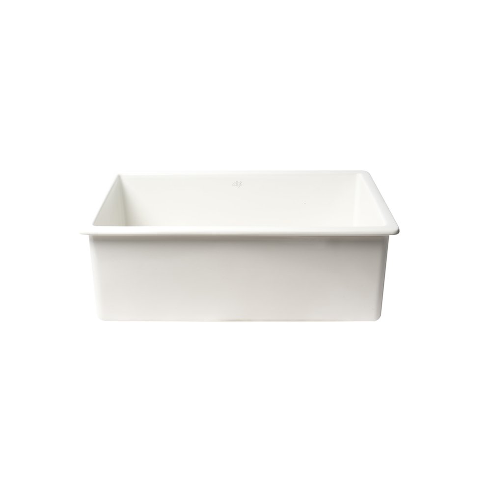 White 30" x 18" Fireclay Undermount / Drop In Kitchen Sink w Grid. Picture 7