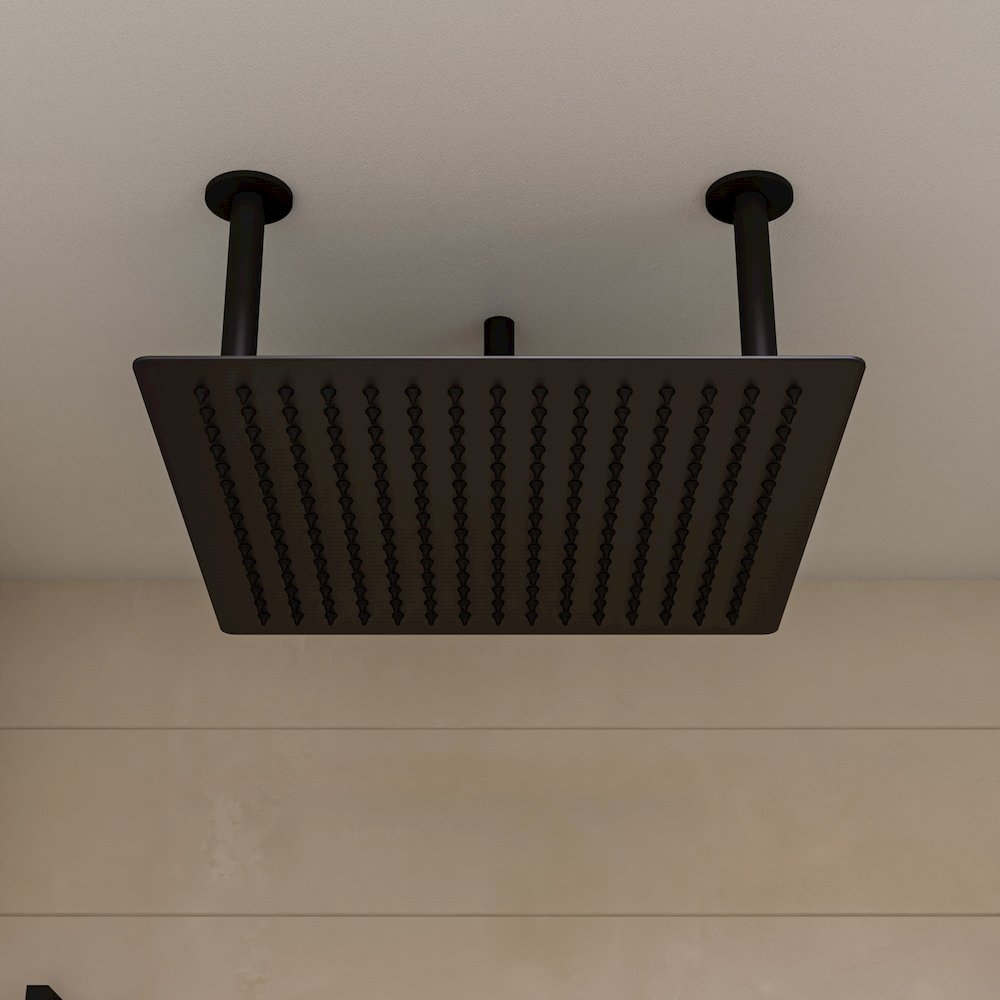 Matte Black Stainless Steel 20" Square Ultra-Thin Rain Shower Head. Picture 2