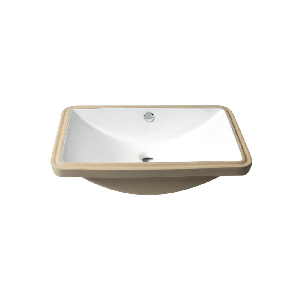 White 24" Rectangular Undermount Ceramic Sink. Picture 3