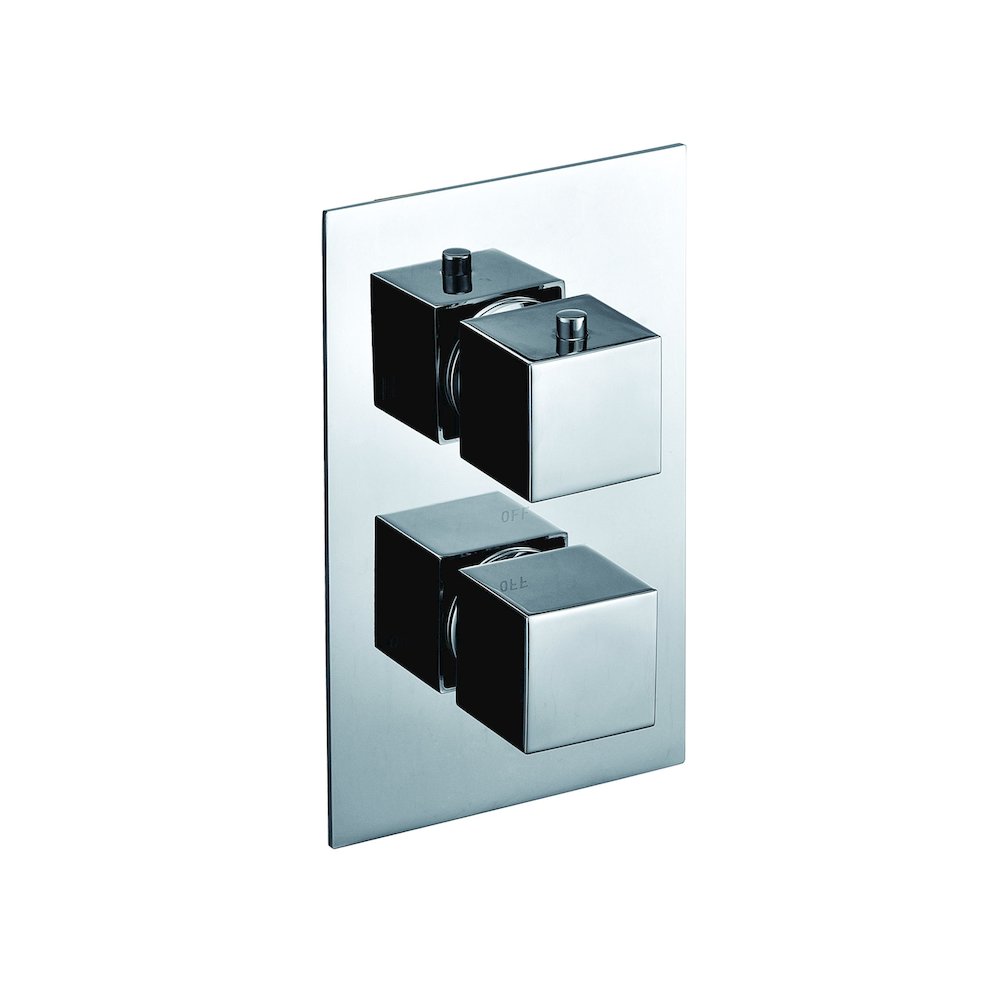 Polished Chrome Square Knob 1 Way Thermostatic Shower Mixer. Picture 1