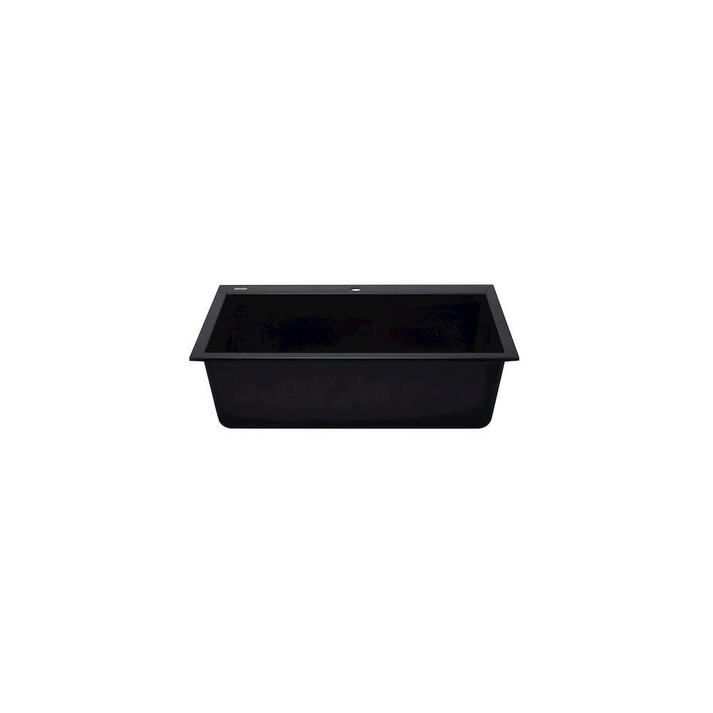 Black 33" Single Bowl Drop In Granite Composite Kitchen Sink. Picture 4