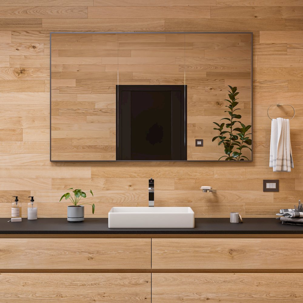 White 24" Modern Rectangular Above Mount Ceramic Sink. Picture 4