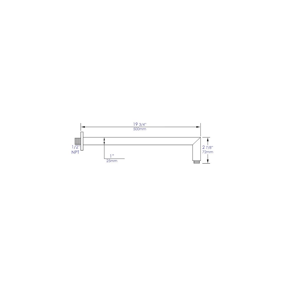 Black Matte 20" Square Wall Shower Arm. Picture 8
