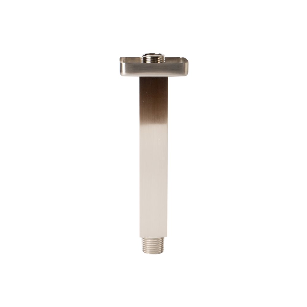 Brushed Nickel 6" Square Ceiling Shower Arm. Picture 1