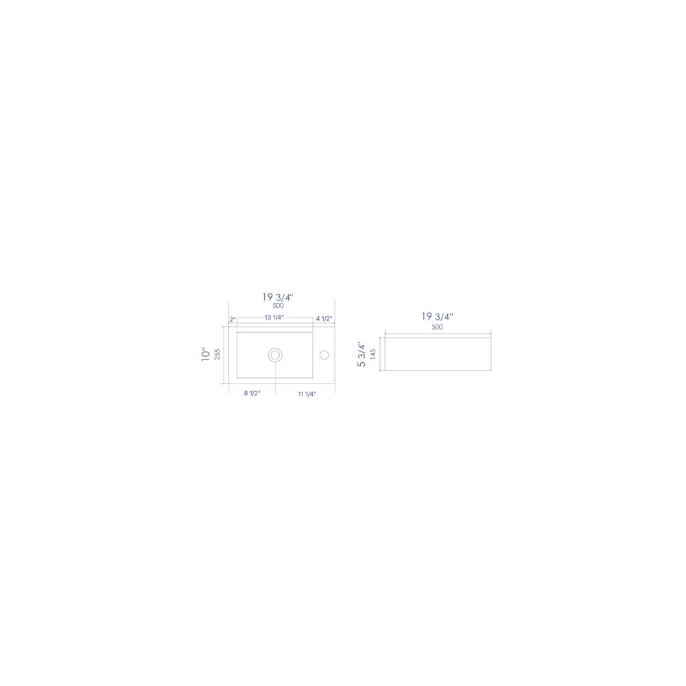 White 20" Small Rectangular Wall Mounted Ceramic Sink with Faucet Hole. Picture 10
