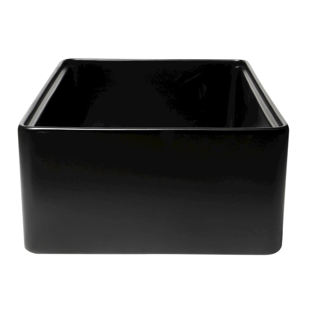 Black Matte Workstation 30" x 20" Single Bowl Step Rim Fireclay Farm Sink. Picture 7