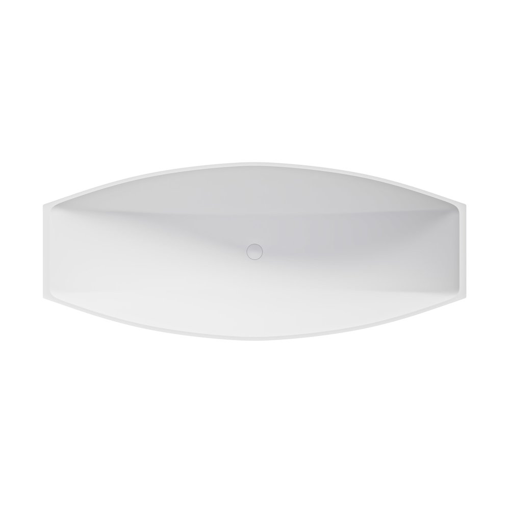 White Matte 71" Solid Surface Resin Free Standing Hammock Style Bathtub. Picture 8