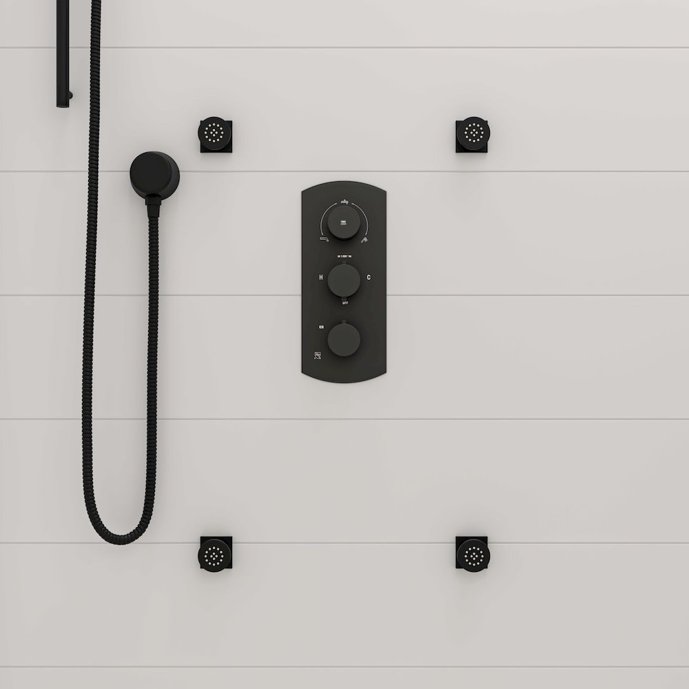 Black Matte Round Sliding Rail Hand Shower Set. Picture 7