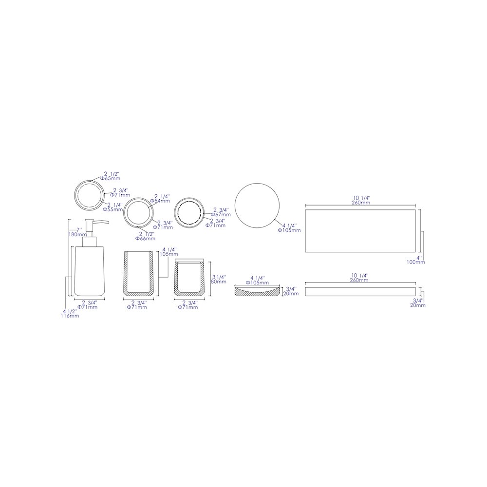 5 Piece Solid Concrete Gray Matte Bathroom Accessory Set. Picture 10