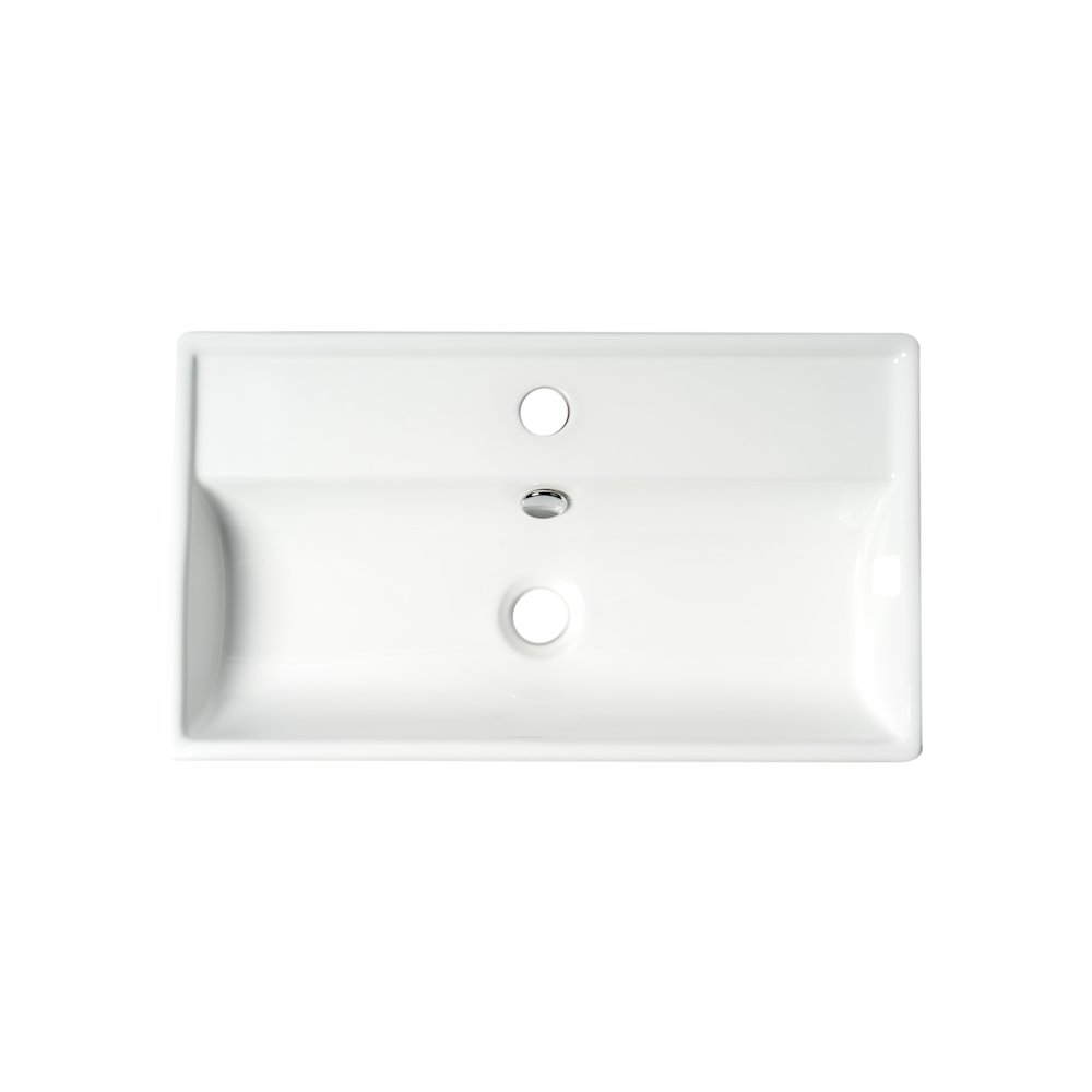 White 22" Rectangular Wall Mounted Ceramic Sink with Faucet Hole. Picture 5