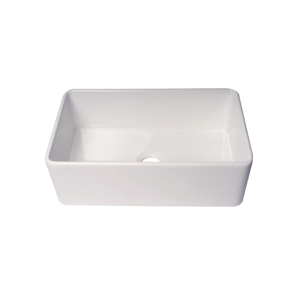 ABF3018 30" White Thin Wall Single Bowl Smooth Apron Fireclay Kitchen Farm Sink. Picture 5