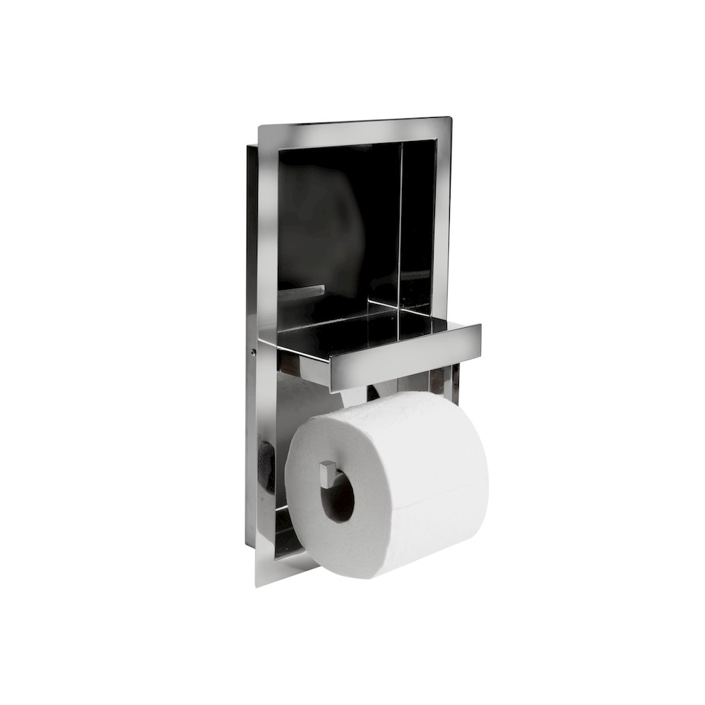 ALFI brand Polished Stainless Steel Recessed Toilet Paper Holder Niche. Picture 1