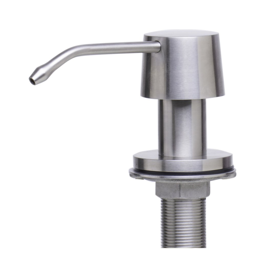 Solid Brushed Stainless Steel Modern Soap Dispenser. Picture 5
