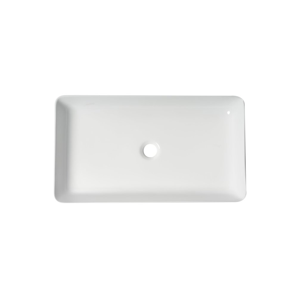 White 24" Modern Rectangular Above Mount Ceramic Sink. Picture 9