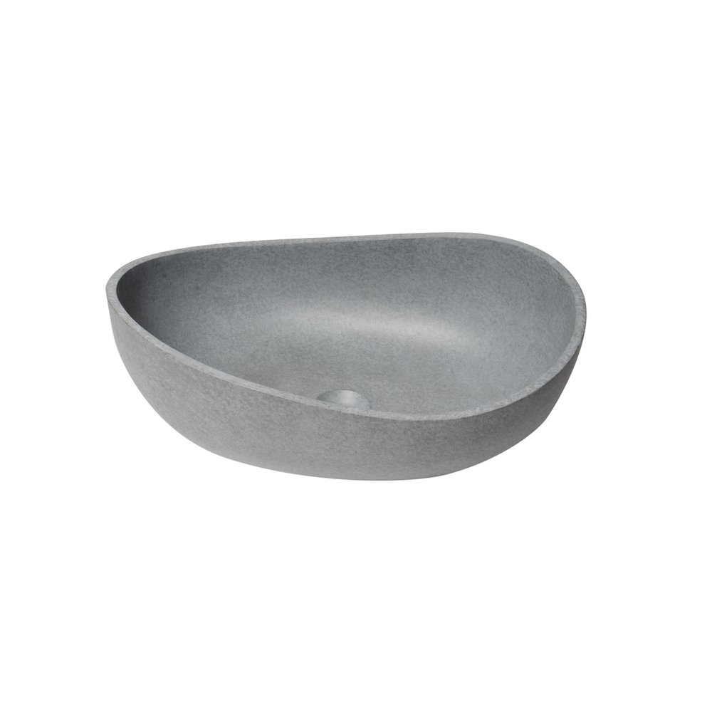 23" Solid Concrete Wavy Oval Above Mount Vessel Sink. Picture 6