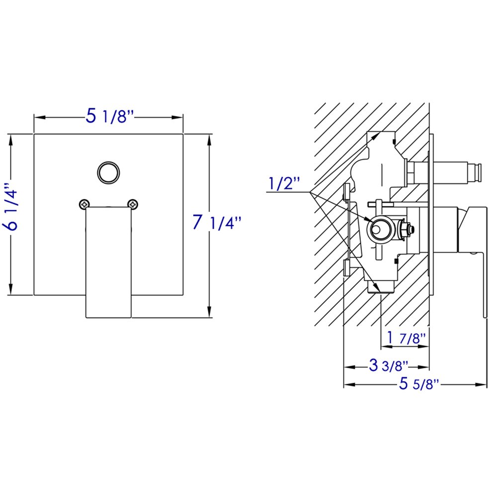 Black Matte Shower Valve with Square Lever Handle and Diverter. Picture 8