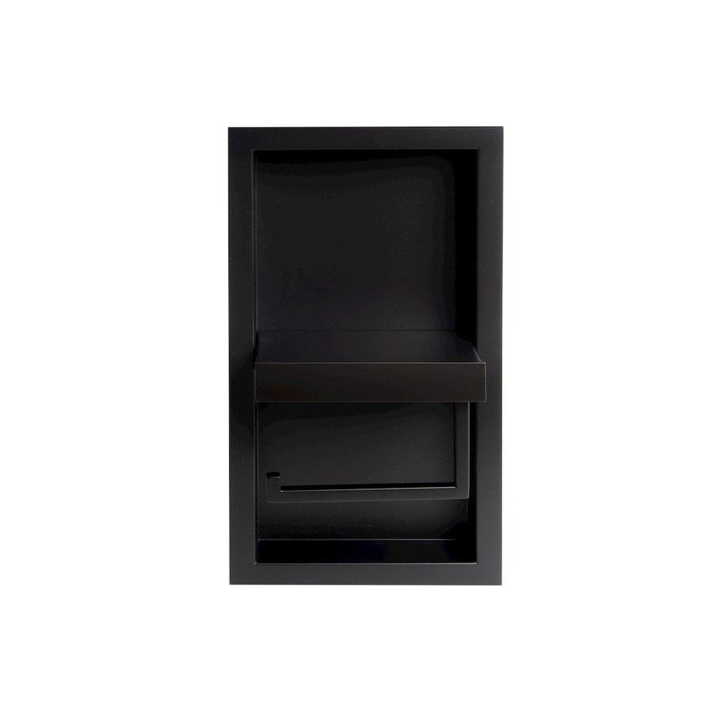 ALFI brand Black Matte Stainless Steel Recessed Toilet Paper Holder Niche. Picture 4