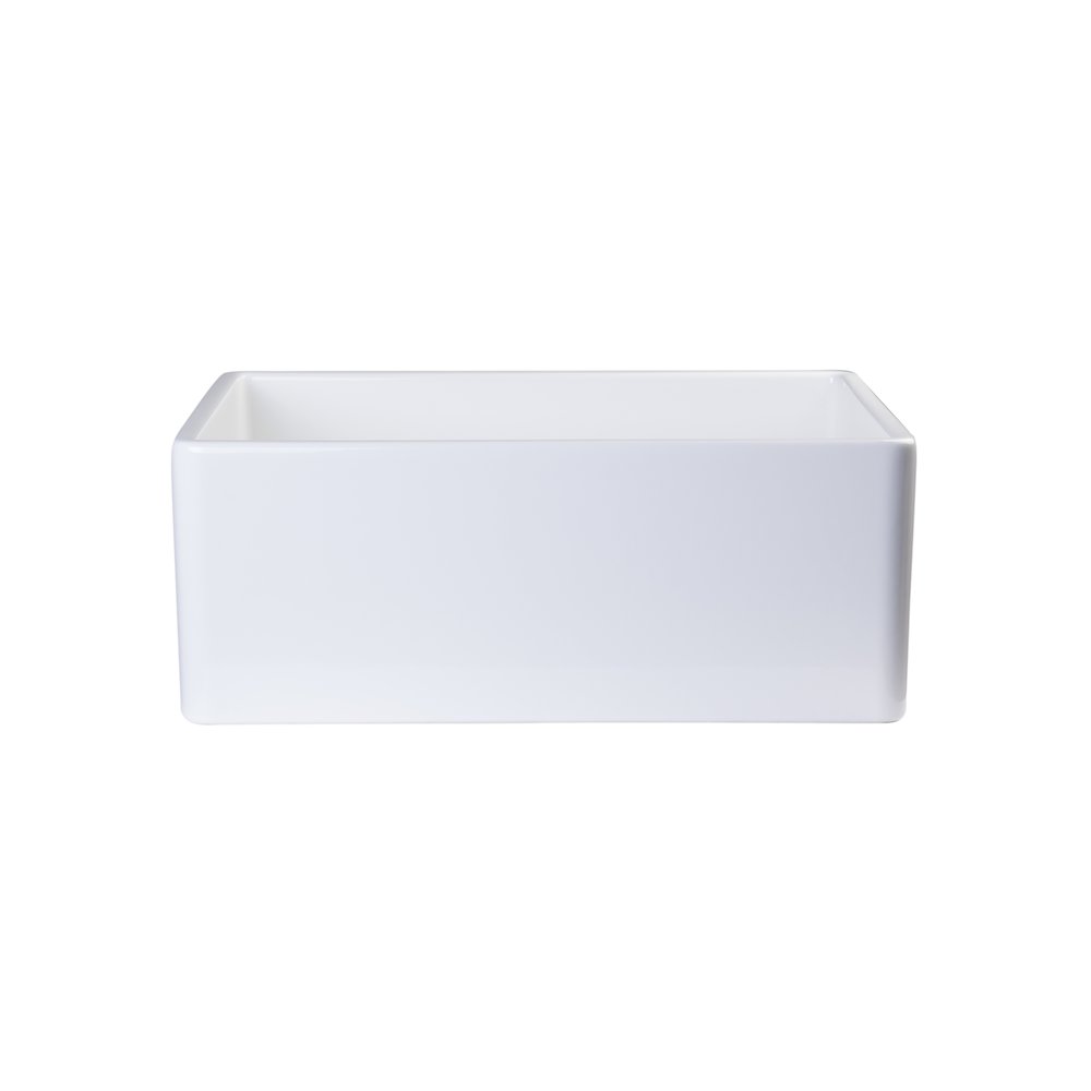 White 26" Contemporary Smooth Apron Fireclay Farmhouse Kitchen Sink. Picture 5