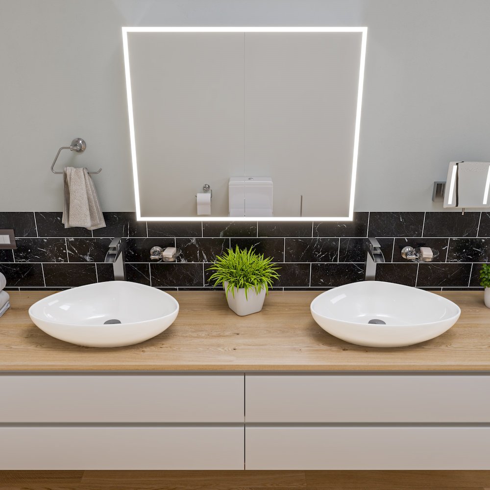 White 23" Fancy Above Mount Ceramic Sink. Picture 4