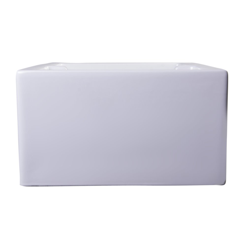 36" White Arched Apron Thick Wall Fireclay Double Bowl Farm Sink. Picture 4