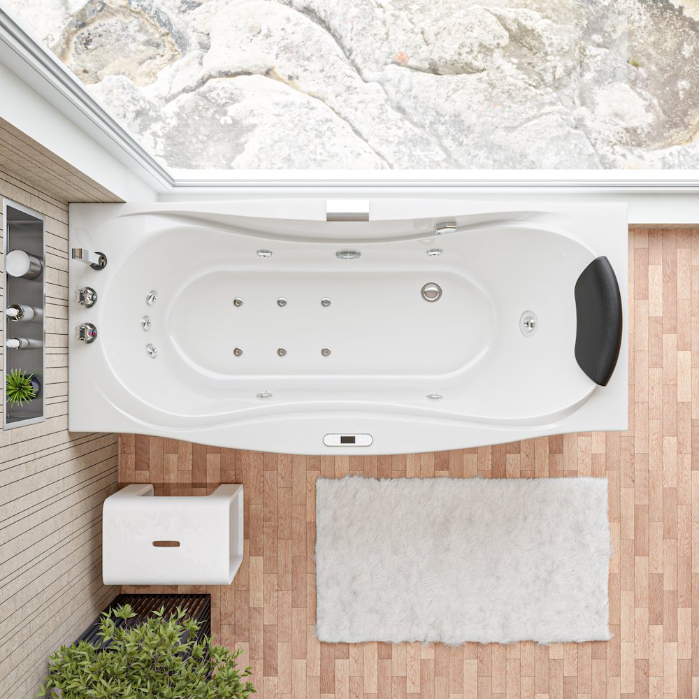 6 ft Right Drain Acrylic White Whirlpool Bathtub w Fixtures. Picture 4