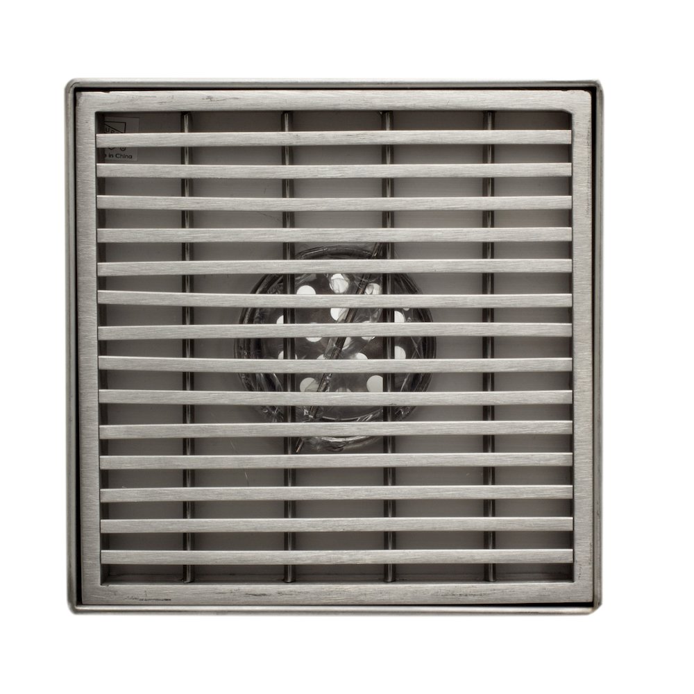 5" x 5" Square Stainless Steel Shower Drain with Groove Lines. Picture 6
