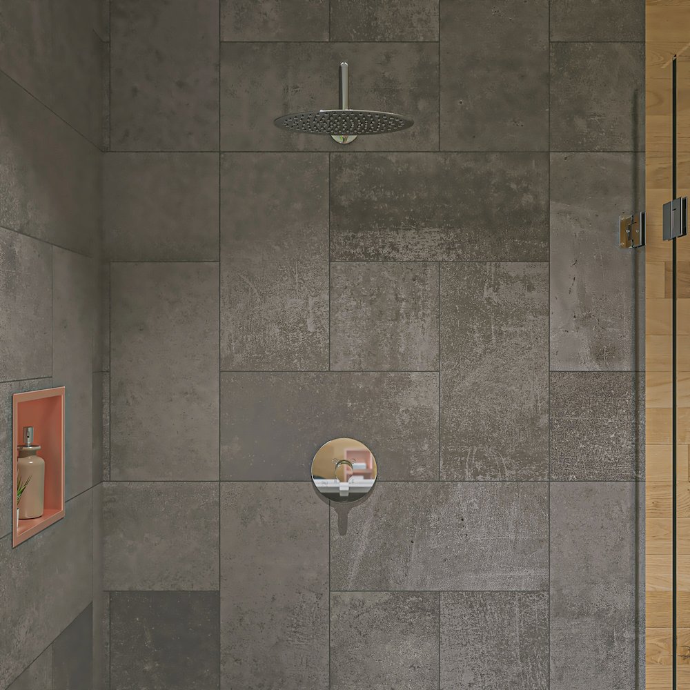 Polished Chrome Shower Valve Mixer with Rounded Lever Handle. Picture 6