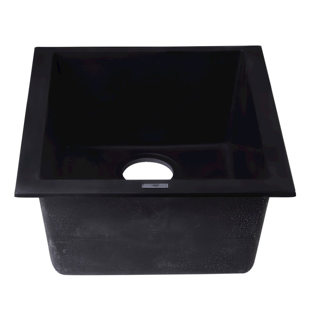 Black 17" Undermount Rectangular Granite Composite Kitchen Prep Sink. Picture 4