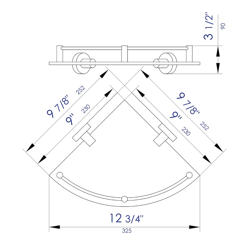 Polished Chrome Corner Mounted Glass Shower Shelf Bathroom Accessory. Picture 8