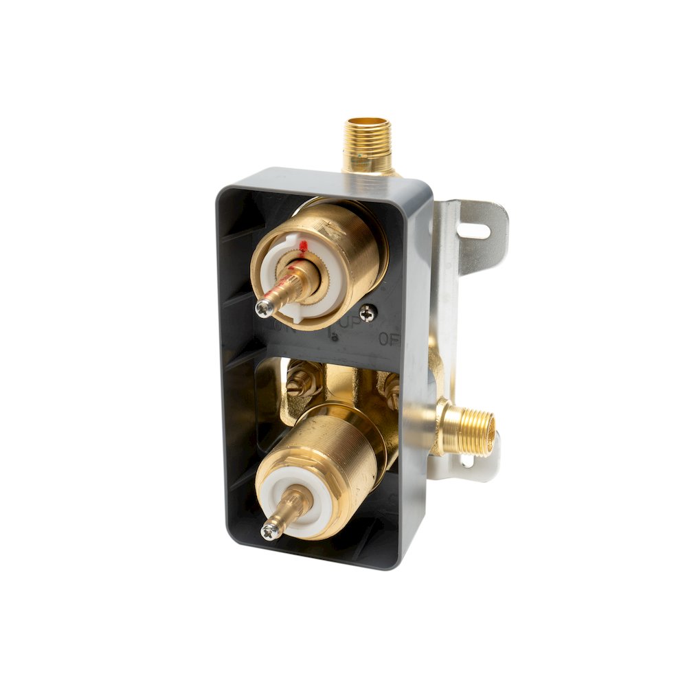 Brushed Nickel Square Knob 1 Way Thermostatic Shower Mixer. Picture 4