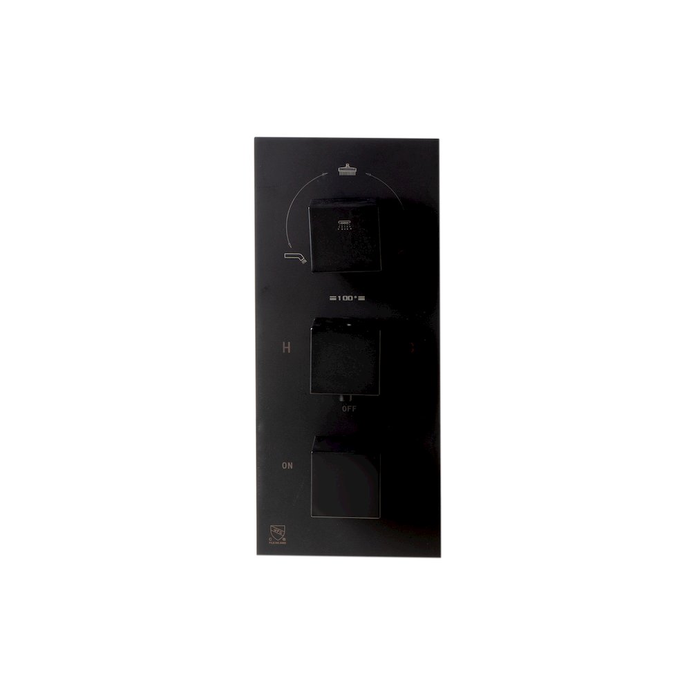 Black Matte 3-Way Thermostatic Valve Shower Mixer Square Knobs. Picture 5