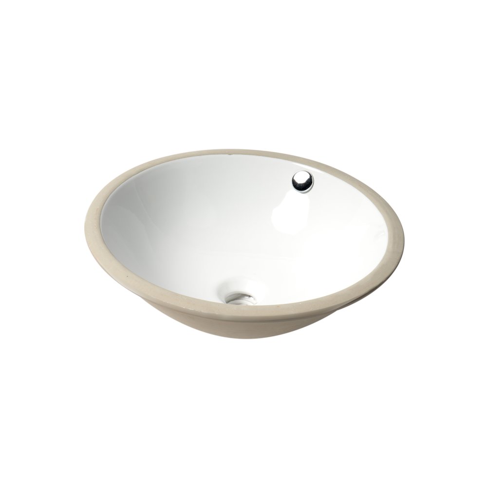 White 17" Round Undermount Ceramic Sink. Picture 1