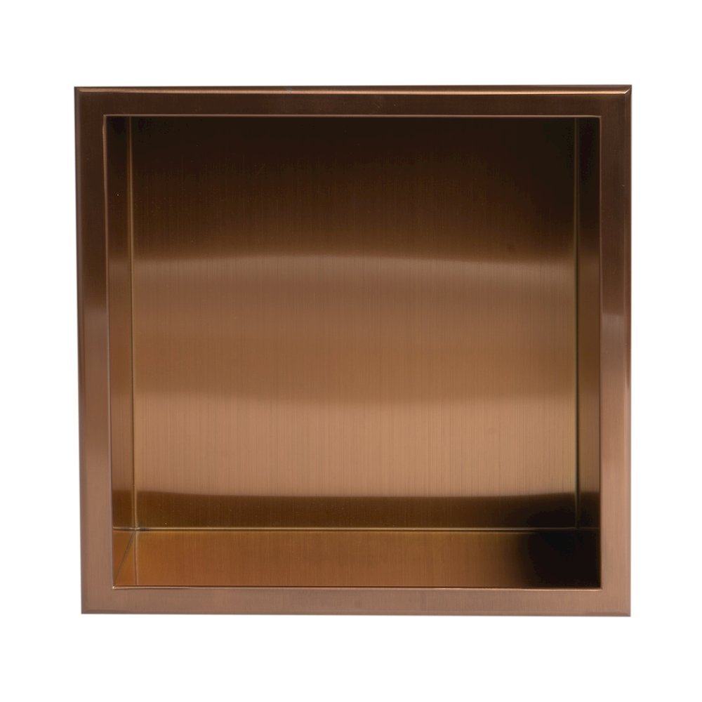 12" x 12" Brushed Copper PVD Stainless Steel Square Single Shelf Shower Niche. Picture 5