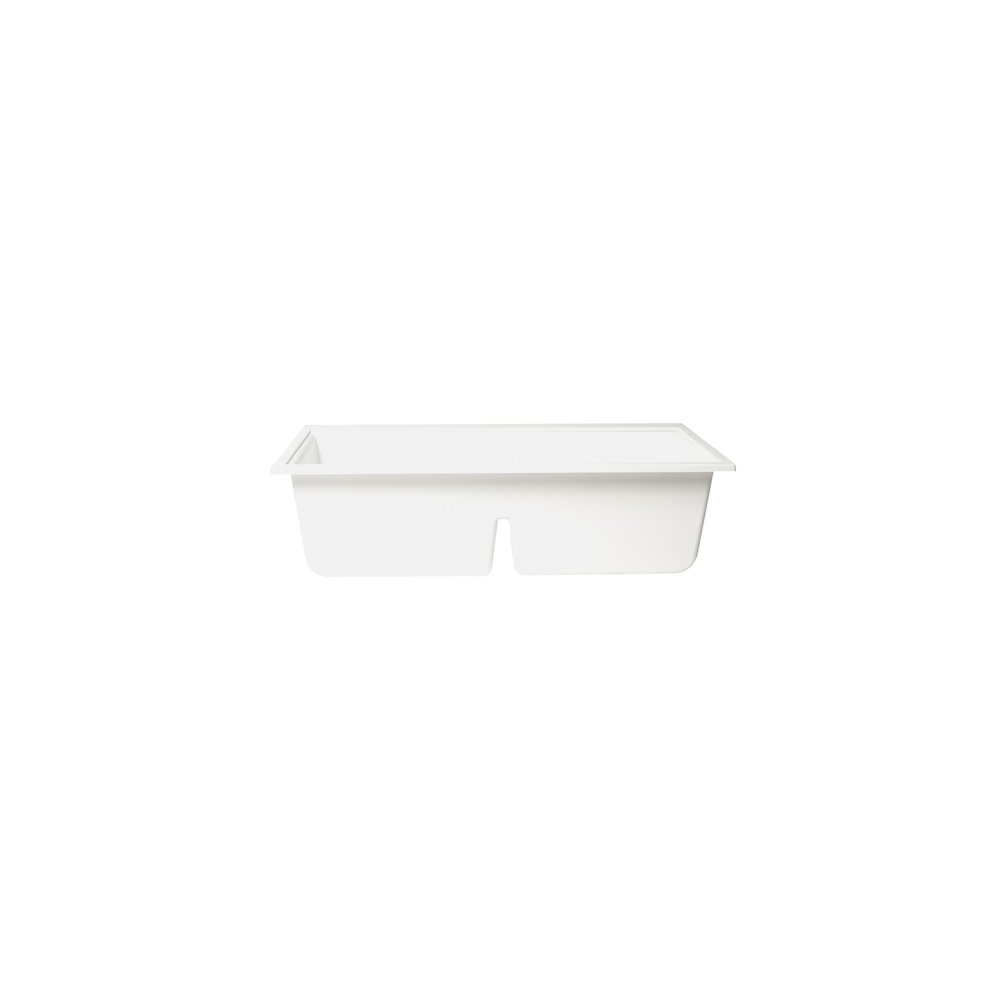 White 33" Granite Composite Workstation Step Rim Double Bowl Undermount Sink. Picture 9