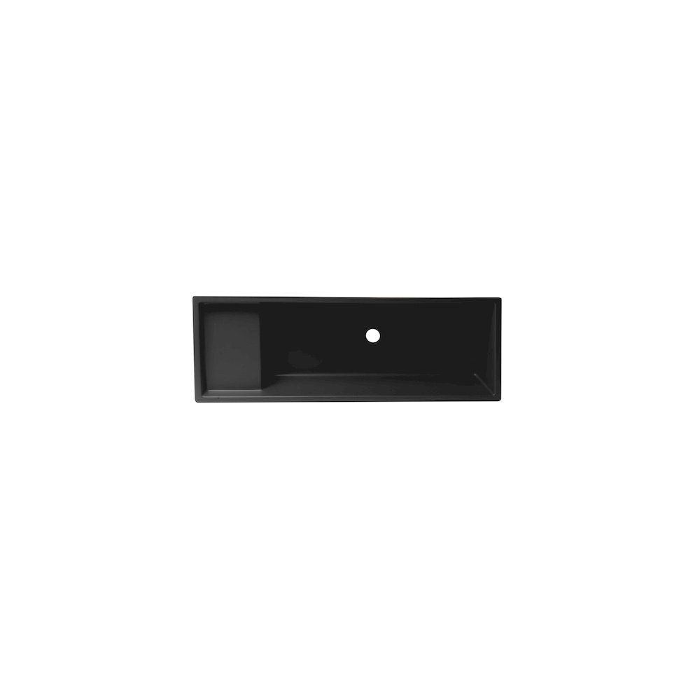39" Black Matte Above Mount Fireclay Bathroom Trough Sink. Picture 6