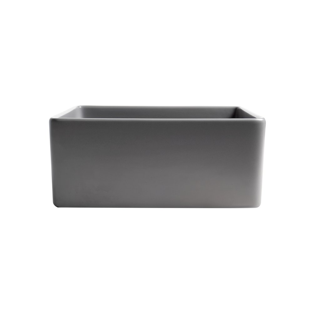 Gray Matte Smooth Apron 24" x 18" Single Bowl Fireclay Farm Sink. Picture 7
