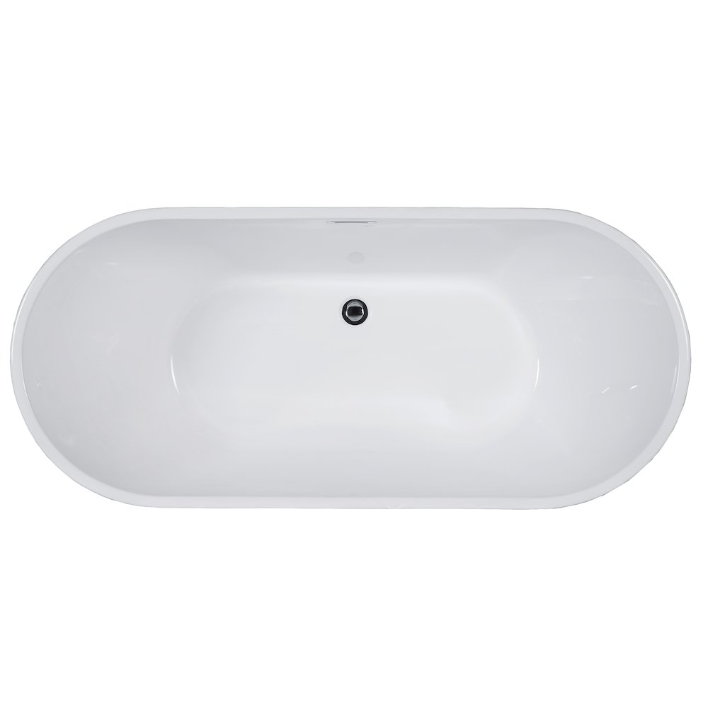 59 inch White Oval Acrylic Free Standing Soaking Bathtub. Picture 2