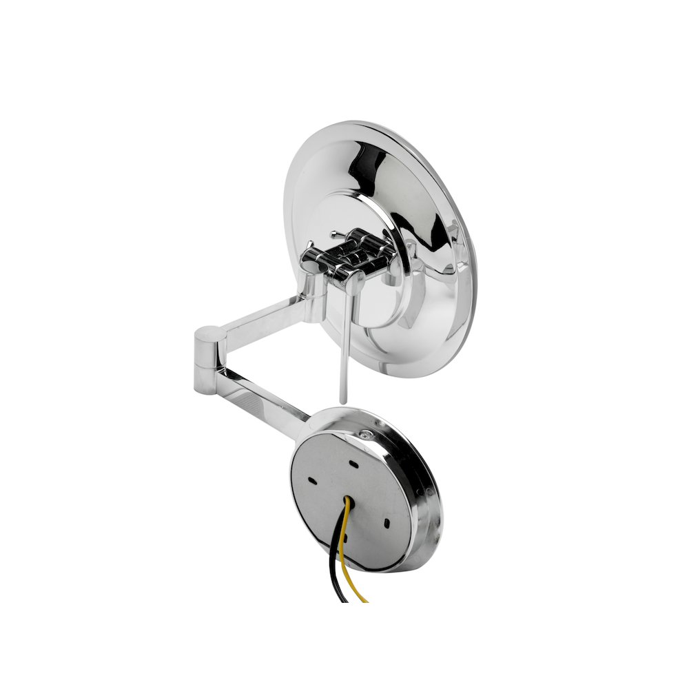 Polished Chrome Wall Mount Round 9" 5x Magnifying Cosmetic Mirror with Light. Picture 6