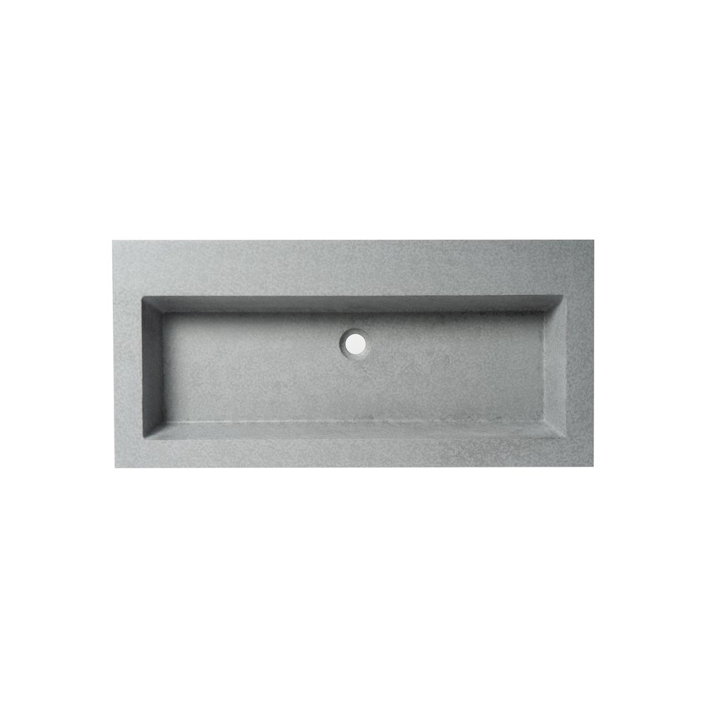 40" Solid Concrete Gray Matte Trough Sink for the Bathroom. Picture 8